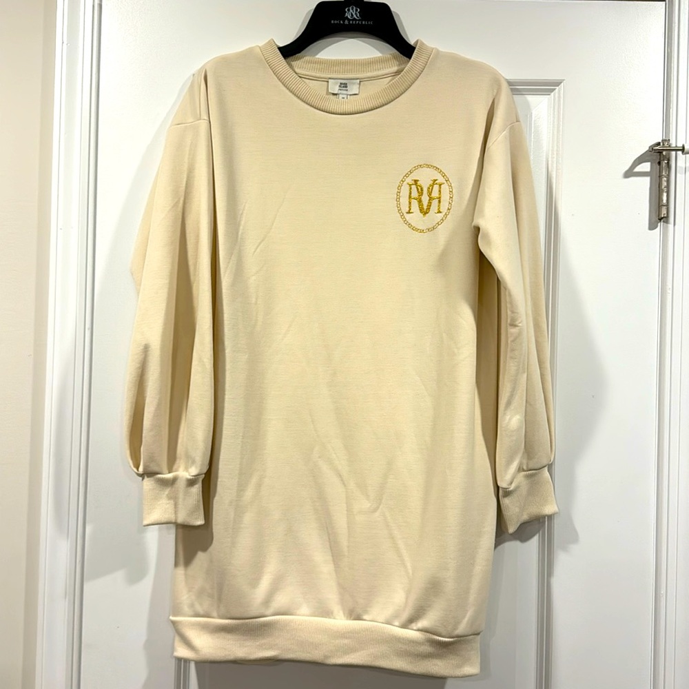 River Island Ivory Sweatshirt or Dress with Balloon Sleeves